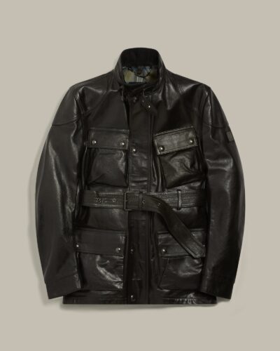 Belstaff Women's Trialmaster Panther Jacket Black Hand Waxed Leather Size Uk 34