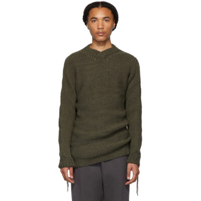 Boris Bidjan Saberi Grey Wool V-Neck Sweater