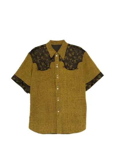COMMUNS floral-yoke short-sleeve shirt - Green