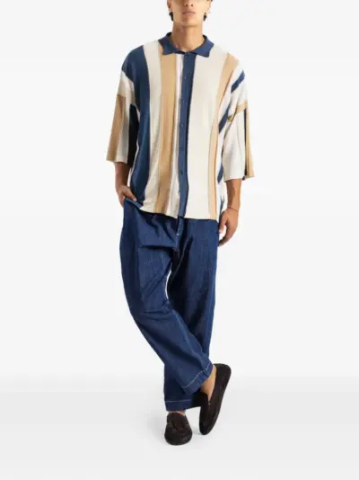 Casey Casey patchwork striped shirt - Blue