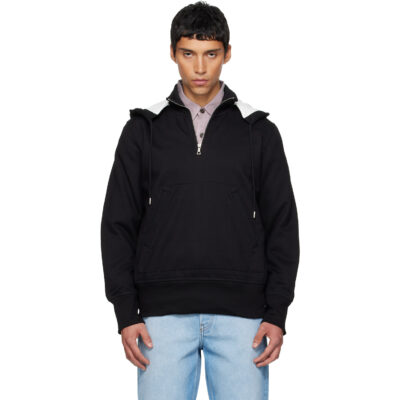 Dries Van Noten Black Half-Zip Hoodie