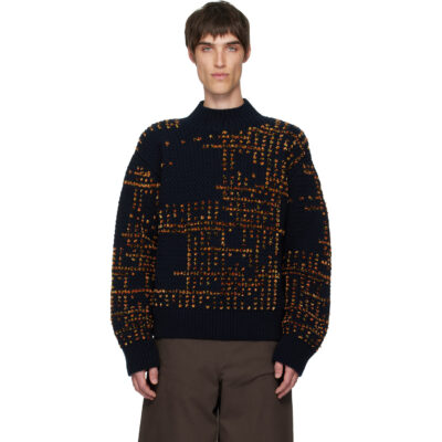 Dries Van Noten Black Jacquard Wool Turtleneck