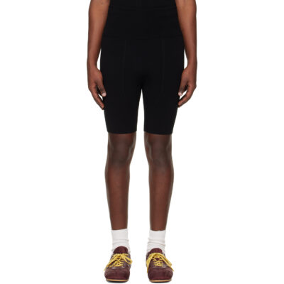Dries Van Noten Black Rib Knit Biker Shorts