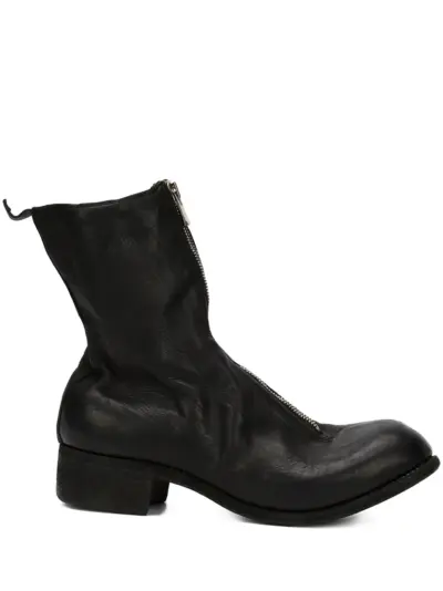 Guidi distressed zip-up boots - Black