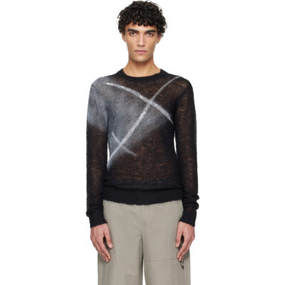HELIOT EMIL Black Fluxus Crewneck Sweater