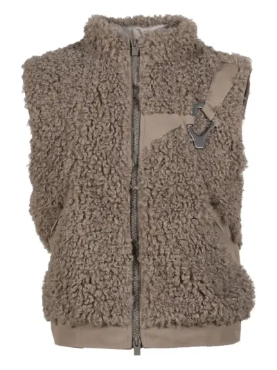 HELIOT EMIL buckle-detail teddy vest - Brown