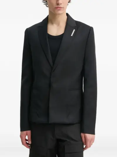 HELIOT EMIL lapel-detail logo-plaque blazer - Black