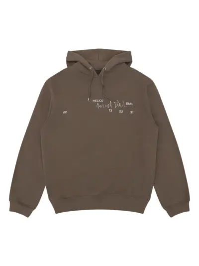 HELIOT EMIL logo-print hoodie - Brown