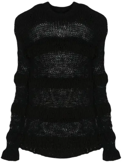 HELIOT EMIL striped open-knit jumper - Black