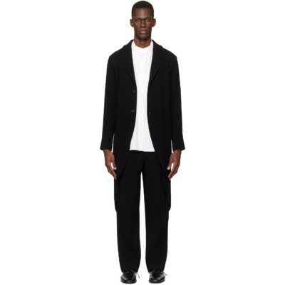 HOMME PLISSÉ ISSEY MIYAKE Black Tuxedo Pleats Coat
