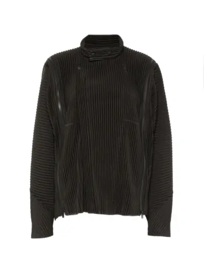 Homme Plissé Issey Miyake pleated-texture zip-fastening jacket - Black