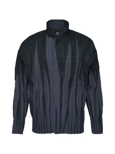 Issey Miyake Men Edge pleated high-neck jacket - Black