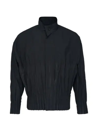 Issey Miyake Men Waft Black pleated high-neck jacket