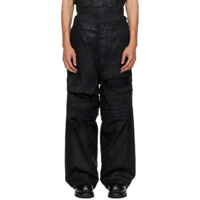 Julius Black Coated Destroy Baggy Jeans
