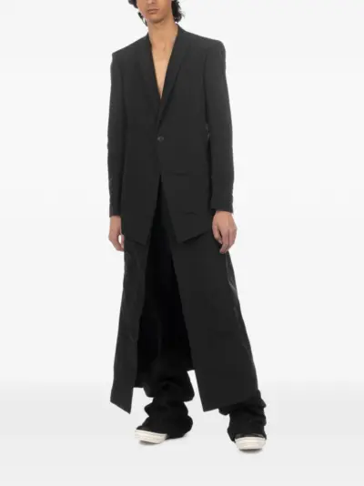 Julius layered tailored single-breasted coat - Black