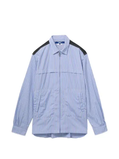 Junya Watanabe MAN vertical-stripe shirt jacket - Blue