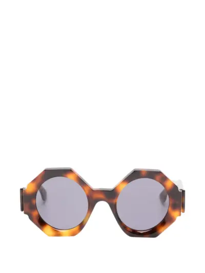Kuboraum Maske R4 geometric-frame tortoiseshell sunglasses - Brown