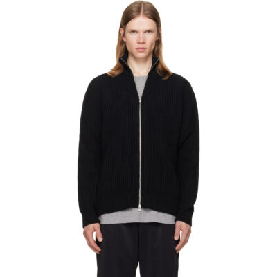 MM6 Maison Margiela Black Ribbed Knit Jacket