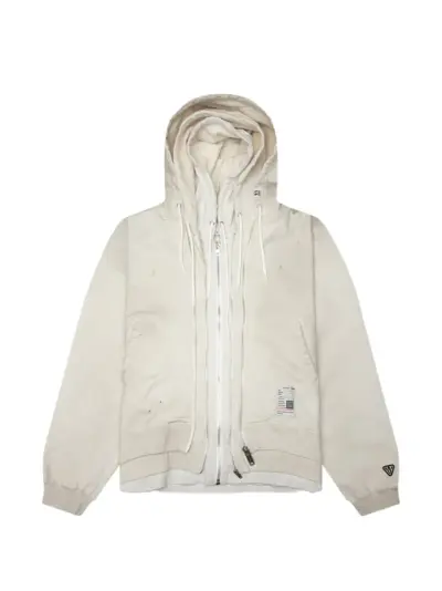 Maison MIHARA YASUHIRO triple-layered distressed zip-up hoodie - Neutrals