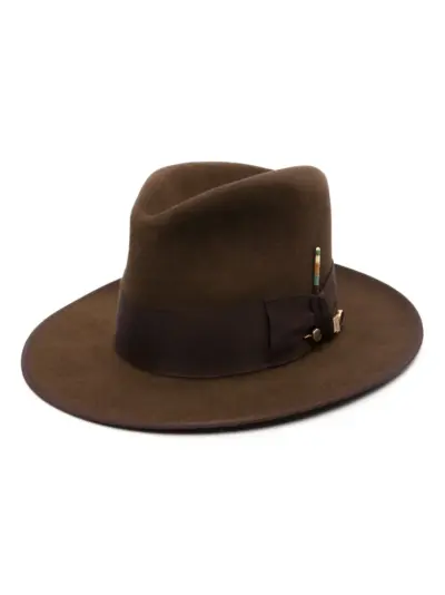 Nick Fouquet matchstick-detail fedora hat - Brown