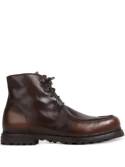 Officine Creative round-toe leather boots - Brown