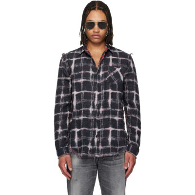 R13 Black Shredded Seam Reversible Shirt