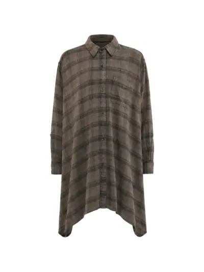 R13 plaid draped shirt - Brown