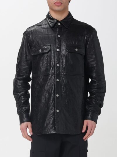 RICK OWENS Crinkled Effect Leather Overshirt