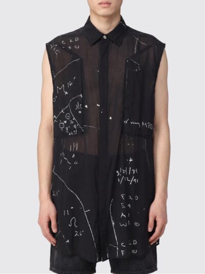 RICK OWENS Relaxed Fit Sleeveless Shirt with Graphic Print in Viscose Blend