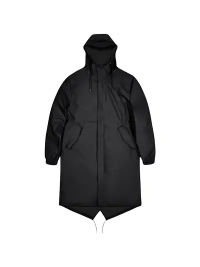 Rains fishtail-hem drawstring-hood parka - Black