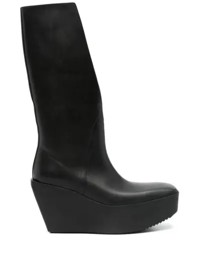 Rick Owens 110mm leather plaftorm biker boots - Black