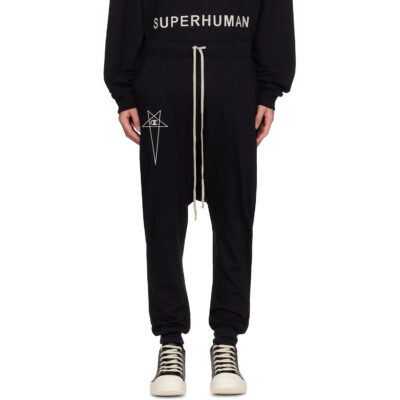 Rick Owens Black Champion Edition Prisoner Drawstring Sweatpants