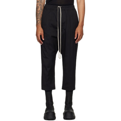 Rick Owens Black Concordians Forever Drawstring Cropped Trousers