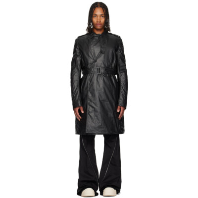 Rick Owens Black Concordians Mastrotrench Trench Coat