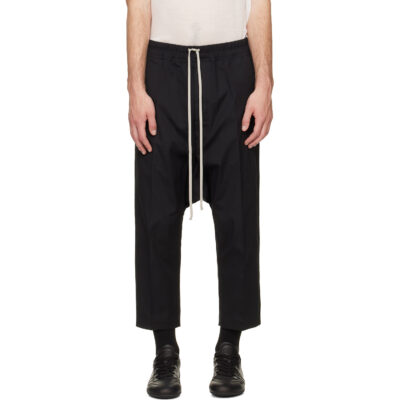 Rick Owens Black Tower Drawstring Cropped Trousers