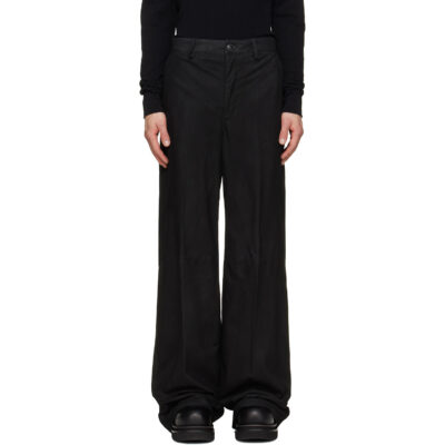 Rick Owens Black Tower Leather Work Pants