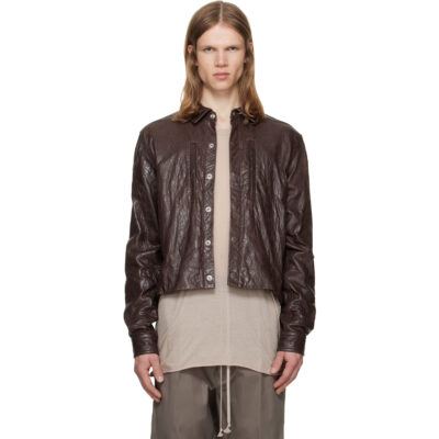 Rick Owens Brown Tower Alice Leather Jacket