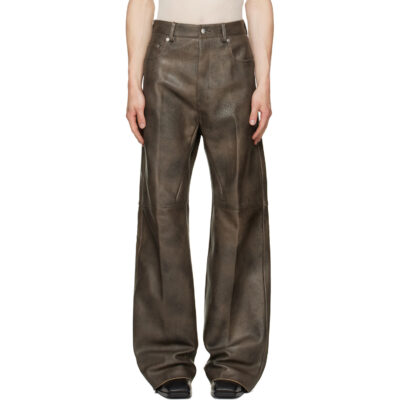 Rick Owens Brown Tower Geth Leather Pants