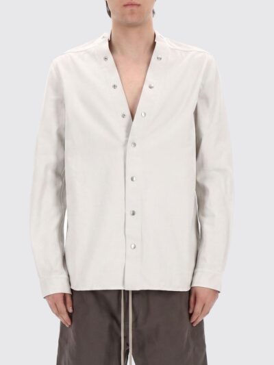 Rick Owens DRKSHDW Long-Sleeved V-Neck Cotton Shirt with Button Closure