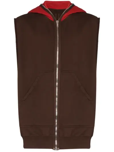 Rick Owens DRKSHDW contrast detail sleeveless hoodie - Brown