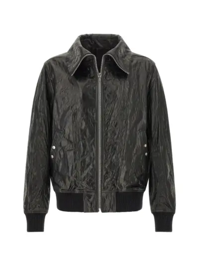 Rick Owens Dracuflight hammered leather bomber jacket - Black