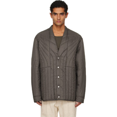 Rick Owens Gray Concordians LS Quilted Liner Down Jacket