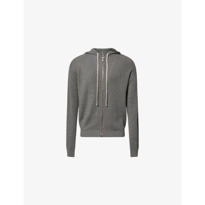 Rick Owens Mens Rick Owens Zip-Up Rib-Knit Wool Hoody
