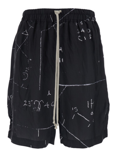 Rick Owens SHORTS-BOXERS-BACK-MILK Black - High-waisted shorts with minimalist details In Viscose and Cupro Men Bermuda - Men