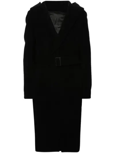 Rick Owens Slim Hoodie cashmere coat - Black