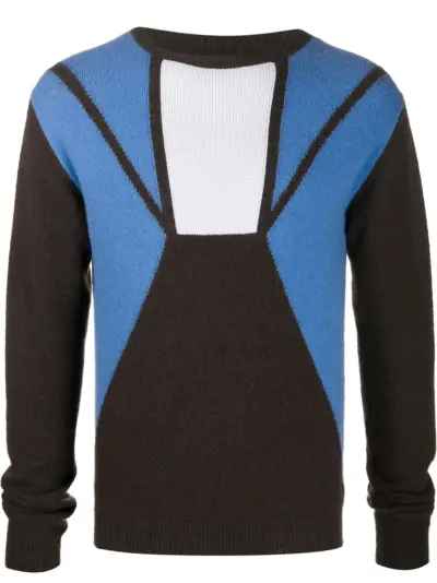 Rick Owens crew neck panelled jumper - Brown