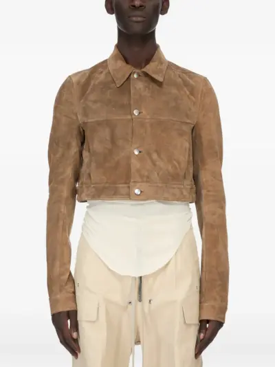 Rick Owens cropped worker jacket - Brown