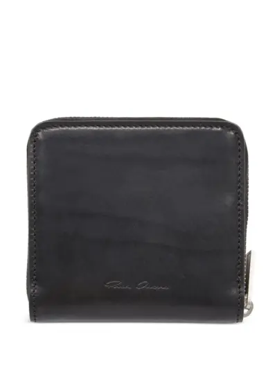 Rick Owens logo-plaque zip-around wallet - Black