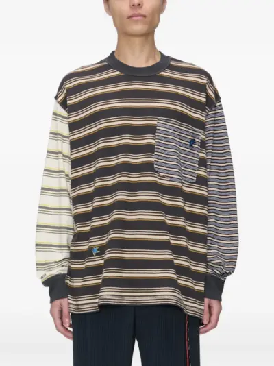 Song For The Mute Tictac panelled striped sweater - Grey
