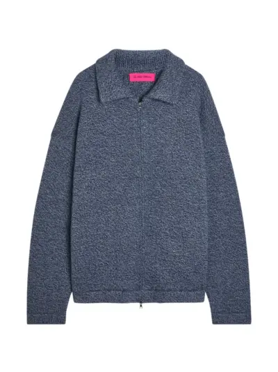 The Elder Statesman Marl-knit zip-up jacket - Blue